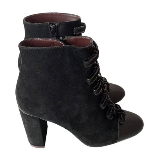 NEW SEE BY CHLOE Boot Size 6.5 Victorian Style Side Zip Block Heel Black Leather - Picture 11 of 14